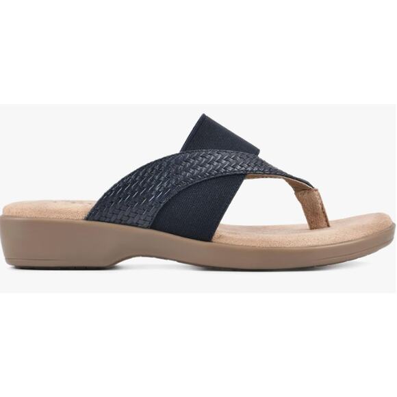 CLIFFS BY WHITE MOUNTAIN WOMENS BUMBLE NAVY WOVEN SMOOTH THONG SANDAL 10M - Picture 1 of 8